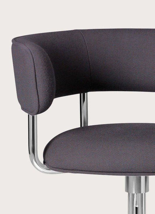 Font Swivel Armchair -  Mirror Polished Steel