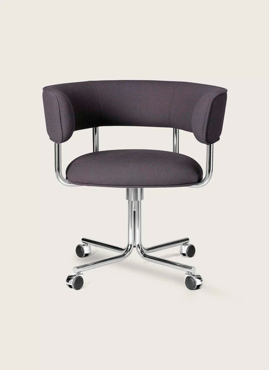 Font Swivel Armchair -  Mirror Polished Steel